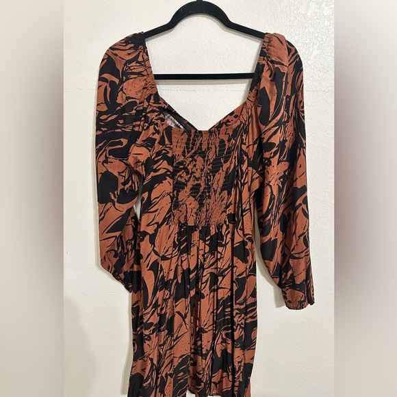 A New Day Black and Brown Abstract Long Sleeve Dress - Picture 4 of 13